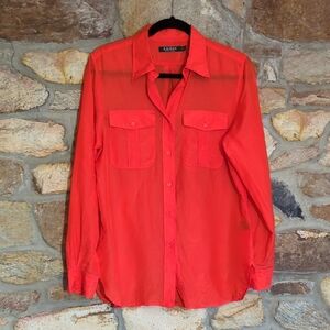 Lauren Ralph Lauren Silk Cotton Blend Long-Sleeve Button-Down Shirt